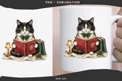 Christmas bookish cat png design for T-shirts Product Image 3
