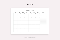 2027 Monthly Calendar with Notes, Landscape, Printable Product Image 3