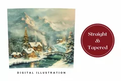 Watercolor Christmas Tumbler Design, Christmas Village PNG Product Image 3