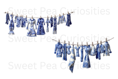 Blue Toile, Ephemera, PNG, Clipart, Junk Journal, flowers Product Image 3