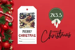 Pixel Art Winter Gift Tag PNG, Christmas Village Gift Tags Product Image 3