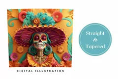 3D Sugar Skull Tumbler Wrap, 3D Flowers Tumbler Sublimation Product Image 3