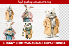 4 Funny Christmas Animals Clipart | Cute Holiday Animal PNG Product Image 1