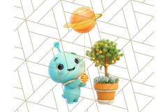 Alien Christmas Clipart, Cute Outer Space Holiday PNG Product Image 3