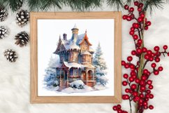 Watercolor Christmas Winter Houses Clipart Product Image 3