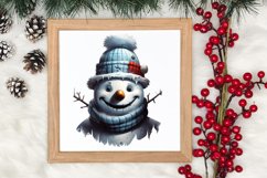 Watercolor Peeking Santa and Snowman Clipart, Christmas PNG Product Image 3