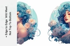 Lady in Blue Floral Skinny Tumbler Wrap Sublimation PNG Product Image 3