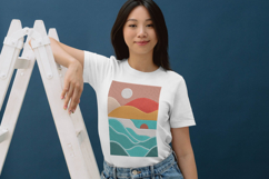 Sunset Landscape Abstract Waves Embroidery Design Product Image 3