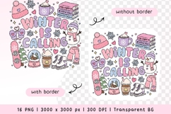 Retro Cozy Winter Clipart - Cute Pink Sublimation Graphics Product Image 3