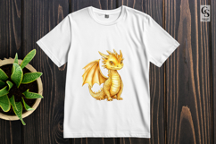 Cute Golden Baby Dragon Clipart Sublimation PNG Product Image 3