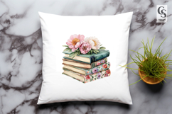 Floral Book Stack Peony Clipart Sublimation PNG Product Image 3
