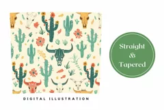 Western Cow Skull Tumbler Wrap, Cactus Sublimation Design Product Image 3