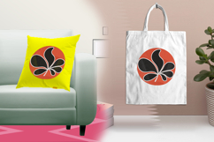 Modern Black Leaf Circle Art Embroidery Design Product Image 3