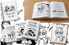 Messy Life Clipart Bundle, Tired Overwhelmed Doodle SVG Product Image 3