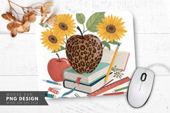 Vibrant Leopard Print Apple Sunflowers Mouse Pad PNG Design Product Image 1