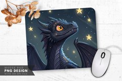 Curious Night Dragon Among Stars Mouse Pad PNG Design Product Image 1
