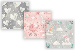 Cute Baby Watercolor Seamless Pattern, Pastel Pattern Product Image 3