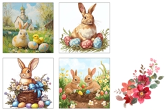 Easter Bunny Square Coasters, Cartoon Easter Sublimation Product Image 3