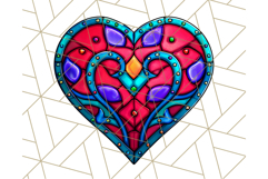Stained Glass Hearts and Butterflies Clipart PNG Product Image 3