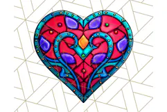 Stained Glass Hearts and Butterflies Clipart PNG Product Image 3