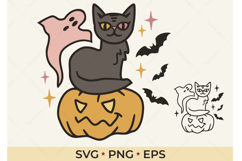 Ghost Halloween SVG Black Cat Ghost PNG Ghost Cat SVG Cut Product Image 1