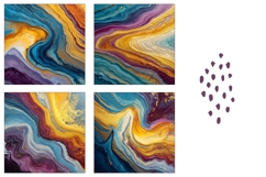 Abstract Square Coasters, Fluid Art Square Coaster Designs Product Image 3