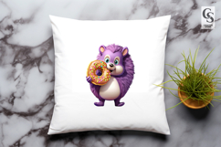 Cute Donut Hedgehog Clipart Sublimation PNG Product Image 3