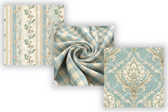 Powder Blue Toile Digital Paper Pack, Vintage Floral Toile Product Image 4