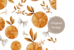 Watercolor Oranges Tumbler Design, Bows Tumbler Template Product Image 3