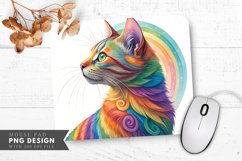 Colorful Swirling Rainbow Cat Mouse Pad PNG Design Product Image 1