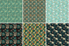 Teal Victorian Grunge Digital Paper,Dark Academia Damask Product Image 3