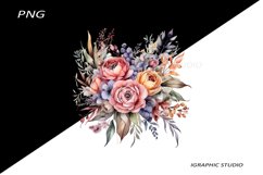 Watercolor Pastel Flowers Clipart, Wedding Flowers Clipart Product Image 1