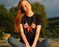 Vintage Canadian Flag Png | Retro Canada Day Coquette Shirt Product Image 3