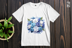 Blue Rose Flower Wreath Clipart Sublimation PNG Product Image 2