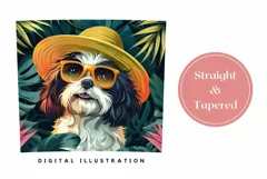 Summer Tumbler Wrap, Summer Shih Tzu Tumbler Design Product Image 3