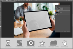 Digital Tablet On Wooden Desk Product Image 2