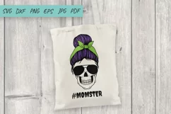 Halloween svg, Mom life svg, Momster svg, Mom Messy Bun svg Product Image 2
