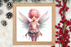 Pink Christmas Fairy Clipart Sublimation, Fairy Christmas Product Image 3