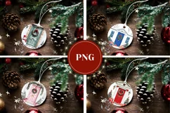 Christmas Red Door Ornaments, Watercolor Door Round Ornament Product Image 3