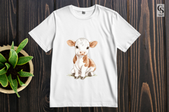 Cute Farm Baby Calf Watercolor Clipart Sublimation PNG Product Image 3
