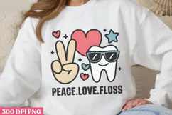 Peace Love Floss PNG, Dental Sublimation PNG Product Image 1
