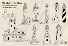 Lighthouse line art collection Svg Png Eps Product Image 3