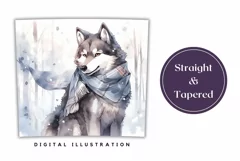 Christmas Tumbler Wrap, Watercolor Winter Wolf Tumbler Product Image 3