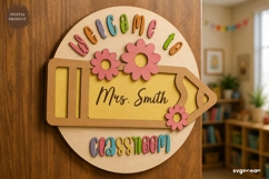 Personalized Teacher Door Sign Laser Cut | Teacher Gift SVG Product Image 1