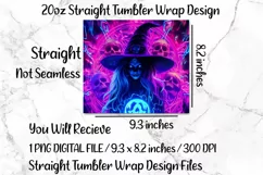 Neon Witch 20oz Skinny Tumbler Wrap Sublimation Design. Product Image 3