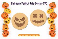Halloween Pumpkin Face Coaster SVG | Laser Cut Product Image 1