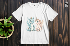 Cute Unicorn Dragon Love Clipart Sublimation PNG Product Image 3