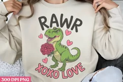 Rawr xoxo love PNG, TRex Sublimation PNG Product Image 1