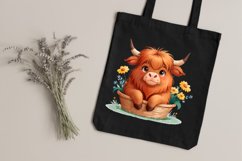 30 Cute Highland Cow in a Basket Clipart Product Image 3