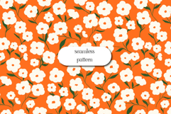Orange Floral Seamless Pattern Cute Hand Drawn Flowers Product Image 1